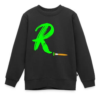brush grün r - Kinder Premium Organic Sweatshirt - Schwarz - Vorne - AI Model Kid Female (0cm)