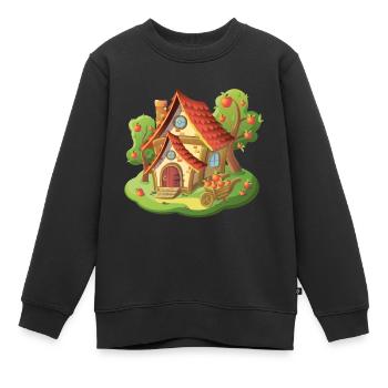 Märchen Haus Apfel Obst Garten - Kinder Premium Organic Sweatshirt - Schwarz - Vorne - AI Model Kid Female (0cm)