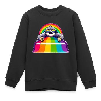 Aire de jeux arc-en-ciel de paresse de la fierté LGBTQ - Sweat Premium enfant bio - noir - Devant - AI Model Kid Female (0cm)