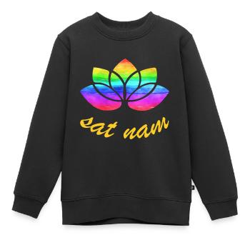 sat nam avec lotus arc-en-ciel - Sweat Premium enfant bio - noir - Devant - AI Model Kid Female (0cm)