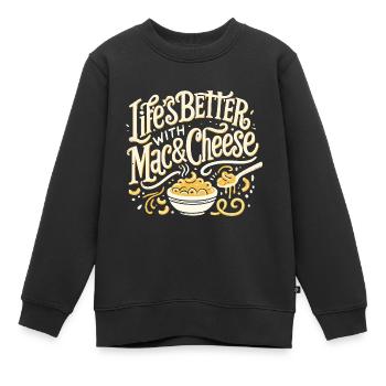 Das Leben ist besser mit Mac & Cheese - Kinder Premium Organic Sweatshirt - Schwarz - Vorne - AI Model Kid Female (0cm)