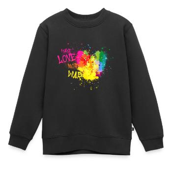 make love not war, regenbogen, herz,malerei ,bunt - Kinder Premium Organic Sweatshirt - Schwarz - Vorne - AI Model Kid Female (0cm)