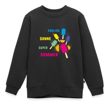 sommer, wassereis, sonne,endlich sonne,super,eis - Kinder Premium Organic Sweatshirt - Schwarz - Vorne - AI Model Kid Female (0cm)