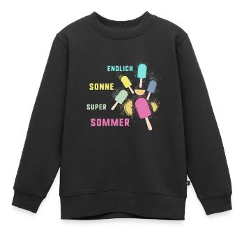 sommer, wassereis, sonne,endlich sonne,super,eis - Kinder Premium Organic Sweatshirt - Schwarz - Vorne - AI Model Kid Female (0cm)