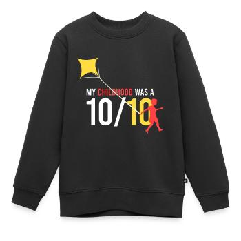 meine Kindheit war eine 10/10 - Kinder Premium Organic Sweatshirt - Schwarz - Vorne - AI Model Kid Female (0cm)