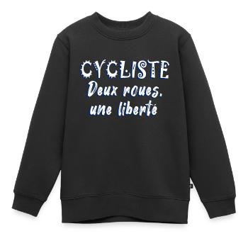 vélo cycliste deux roues une liberté - Sweat Premium enfant bio - noir - Devant - AI Model Kid Female (0cm)