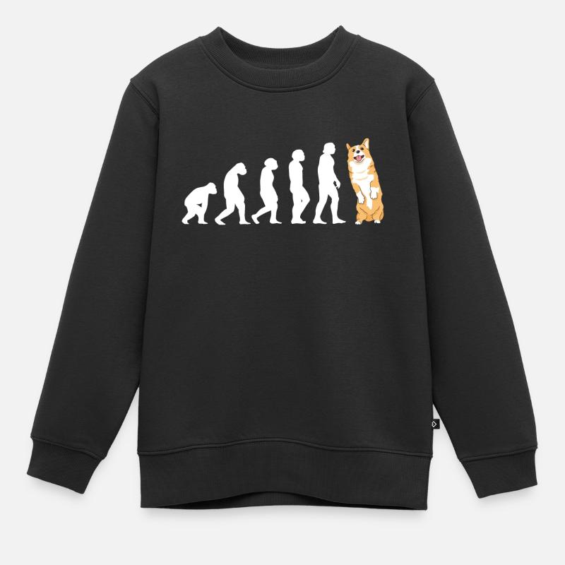 Évolution du chien Corgi - Sweat Premium enfant bio - noir