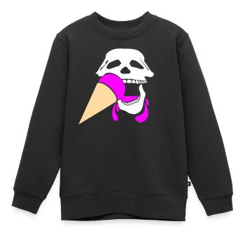 Crâne avec de la crème glacée - Sweat Premium enfant bio - noir - Devant - AI Model Kid Female (0cm)