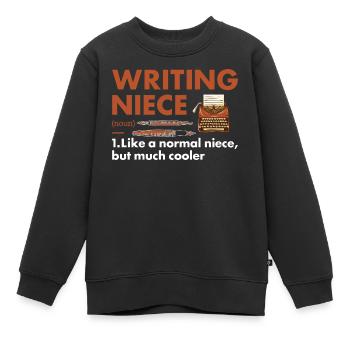 Writer Niece Definition Writing - Kids Premium Organic Sweatshirt - black - Front - AI Model Kid Female (0cm)