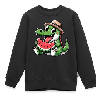 Krokodil Melone Wassermelone Frucht Fruchtig - Kinder Premium Organic Sweatshirt - Schwarz - Vorne - AI Model Kid Female (0cm)