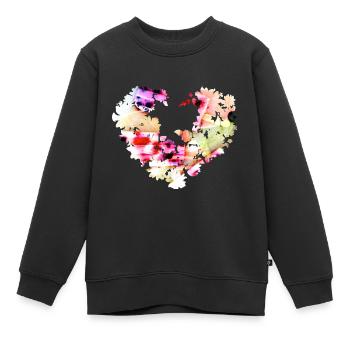 glace, pastel, cœur, cœur de fleur, coloré - Sweat Premium enfant bio - noir - Devant - AI Model Kid Female (0cm)