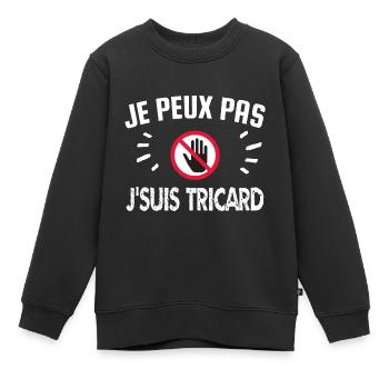 je peux pas je suis tricard - Sweat Premium enfant bio - noir - Devant - AI Model Kid Female (0cm)
