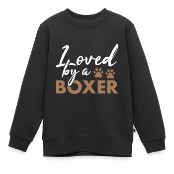 Loved By A Boxer - Kinder Premium Organic Sweatshirt - Schwarz - Vorne - AI Model Kid Female (0cm)
