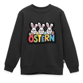 Frohe Ostern drei fröhliche Osterhasen - Kinder Premium Organic Sweatshirt - Schwarz - Vorne - AI Model Kid Female (0cm)