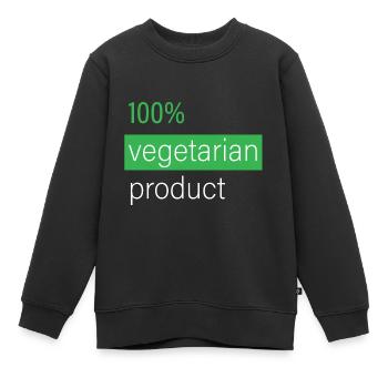 Produit 100% végétarien - Sweat Premium enfant bio - noir - Devant - AI Model Kid Female (0cm)