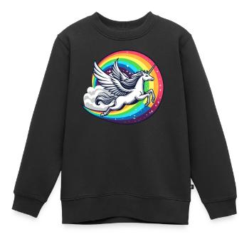 Einhorn mit Regenbogen - Kinder Premium Organic Sweatshirt - Schwarz - Vorne - AI Model Kid Female (0cm)