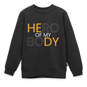 Héros de mon corps - Sweat Premium enfant bio - noir - Devant - AI Model Kid Female (0cm)