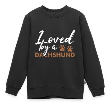 Loved By A Dachshund - Kinder Premium Organic Sweatshirt - Schwarz - Vorne - AI Model Kid Female (0cm)