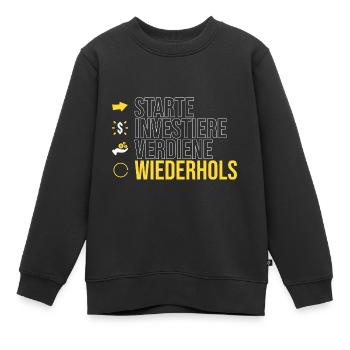 starte - investiere - verdiene - Kinder Premium Organic Sweatshirt - Schwarz - Vorne - AI Model Kid Female (0cm)