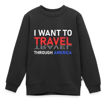 Amerika-Reise - Kinder Premium Organic Sweatshirt - Schwarz - Vorne - AI Model Kid Female (0cm)
