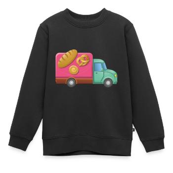 Chariot de service de livraison de pain - Sweat Premium enfant bio - noir - Devant - AI Model Kid Female (0cm)