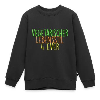 vegetarischer Lebensstil 4 ever - Kinder Premium Organic Sweatshirt - Schwarz - Vorne - AI Model Kid Female (0cm)