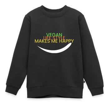 mode de vie végétalien - Je suis heureux - Sweat Premium enfant bio - noir - Devant - AI Model Kid Female (0cm)
