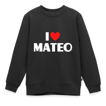 I love Mateo Rotes Herz Liebe Fan Geschenk - Kinder Premium Organic Sweatshirt - Schwarz - Vorne - AI Model Kid Female (0cm)
