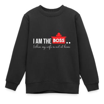 Ich bin der Chef ohne meine Frau - Kinder Premium Organic Sweatshirt - Schwarz - Vorne - AI Model Kid Female (0cm)