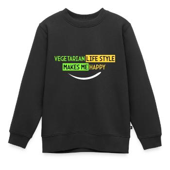 mode de vie végétarien - Je suis heureux - Sweat Premium enfant bio - noir - Devant - AI Model Kid Female (0cm)