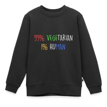 99% vegetarisch 1% menschlich - Kinder Premium Organic Sweatshirt - Schwarz - Vorne - AI Model Kid Female (0cm)