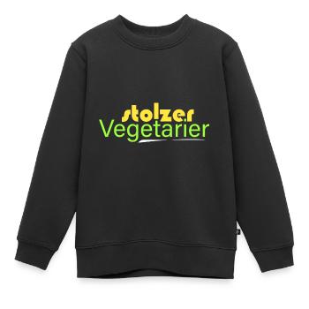 stolzer Vegetarier - Kinder Premium Organic Sweatshirt - Schwarz - Vorne - AI Model Kid Female (0cm)