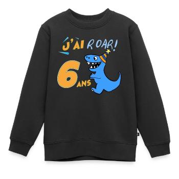 Anniversaire Garçon Six ans Dinosaure J'ai 6 Ans - Sweat Premium enfant bio - noir - Devant - AI Model Kid Female (0cm)