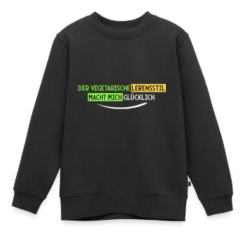 vegetarisch macht mich glücklich - Kinder Premium Organic Sweatshirt - Schwarz - Vorne - AI Model Kid Female (0cm)