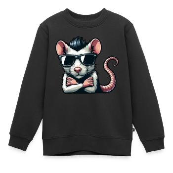 Coole Ratte Maus Sonnenbrille 50er Jahre 60er - Kinder Premium Organic Sweatshirt - Schwarz - Vorne - AI Model Kid Female (0cm)