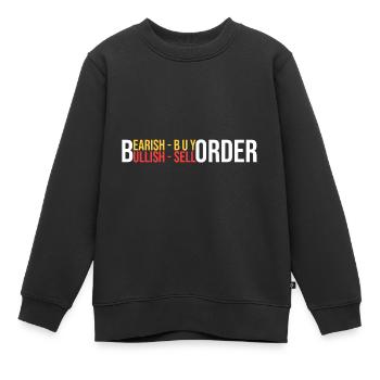 Baissier - Ordre d’achat - Sweat Premium enfant bio - noir - Devant - AI Model Kid Female (0cm)