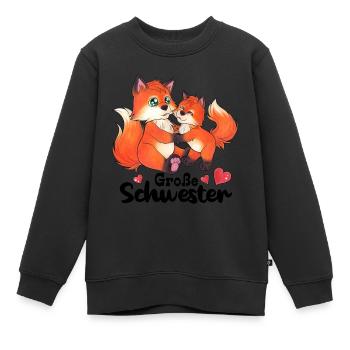 Große Schwester Niedlicher Fuchs Geschwister Paar - Kinder Premium Organic Sweatshirt - Schwarz - Vorne - AI Model Kid Female (0cm)
