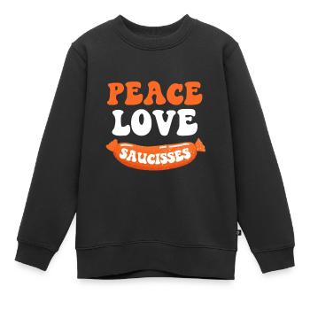 Peace Love Würstchen - Barbecue Humor Summer Dad - Kinder Premium Organic Sweatshirt - Schwarz - Vorne - AI Model Kid Female (0cm)