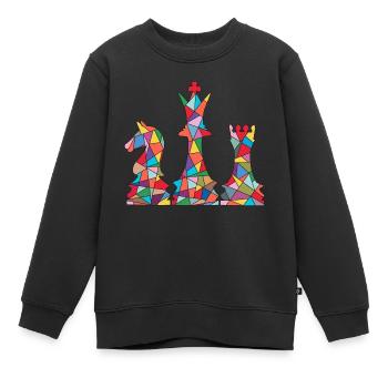 Schachspieler Schachfiguren Jungen Mädchen Schach - Kinder Premium Organic Sweatshirt - Schwarz - Vorne - AI Model Kid Female (0cm)