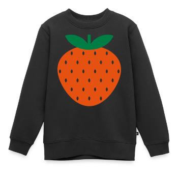 Erdbeere - Kinder Premium Organic Sweatshirt - Schwarz - Vorne - AI Model Kid Female (0cm)