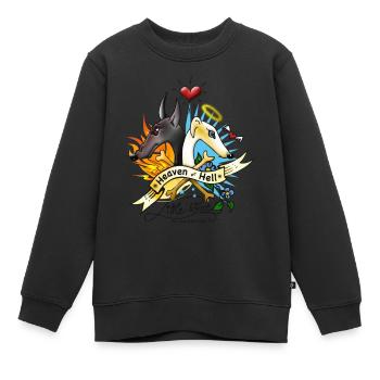 heaven_or_hell - Kinder Premium Organic Sweatshirt - Schwarz - Vorne - AI Model Kid Female (0cm)
