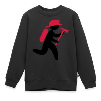 Un pompier avec une hache - Sweat Premium enfant bio - noir - Devant - AI Model Kid Female (0cm)