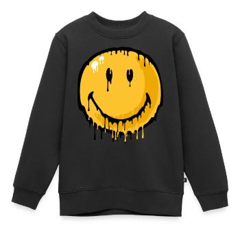 Smiley drip - Kids Premium Organic Sweatshirt - black - Front - AI Model Kid Female (0cm)