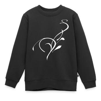 swirl weiss - Kinder Premium Organic Sweatshirt - Schwarz - Vorne - AI Model Kid Female (0cm)