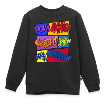 Get Loud (Comic-Design) - Sweat Premium enfant bio - noir - Devant - AI Model Kid Female (0cm)