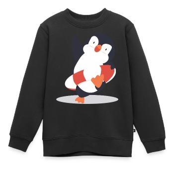 Pinguin - Kinder Premium Organic Sweatshirt - Schwarz - Vorne - AI Model Kid Female (0cm)