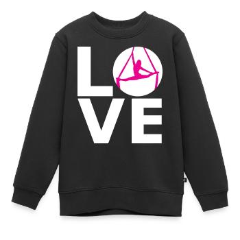 Soies aériennes - Silklove - Aerialist - essuyage vertical - Sweat Premium enfant bio - noir - Devant - AI Model Kid Female (0cm)