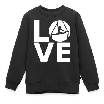 Soies aériennes - Silklove - Aerialist - essuyage vertical - Sweat Premium enfant bio - noir - Devant - AI Model Kid Female (0cm)