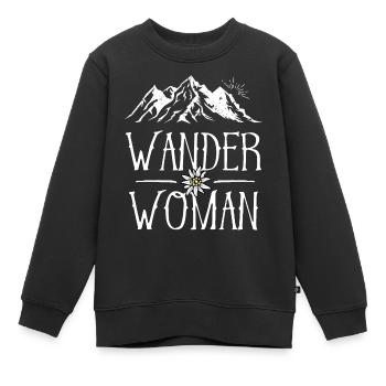 Wander Woman Berge Bergsteigen Wandern Sprüche - Kinder Premium Organic Sweatshirt - Schwarz - Vorne - AI Model Kid Female (0cm)
