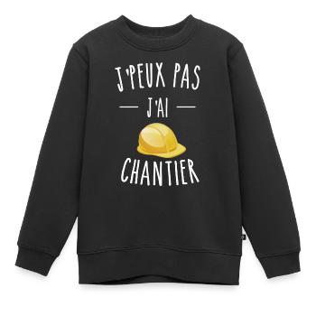 J'PEUX PAS J'AI CHANTIER - CASQUE DE CHANTIER - Sweat Premium enfant bio - noir - Devant - AI Model Kid Female (0cm)
